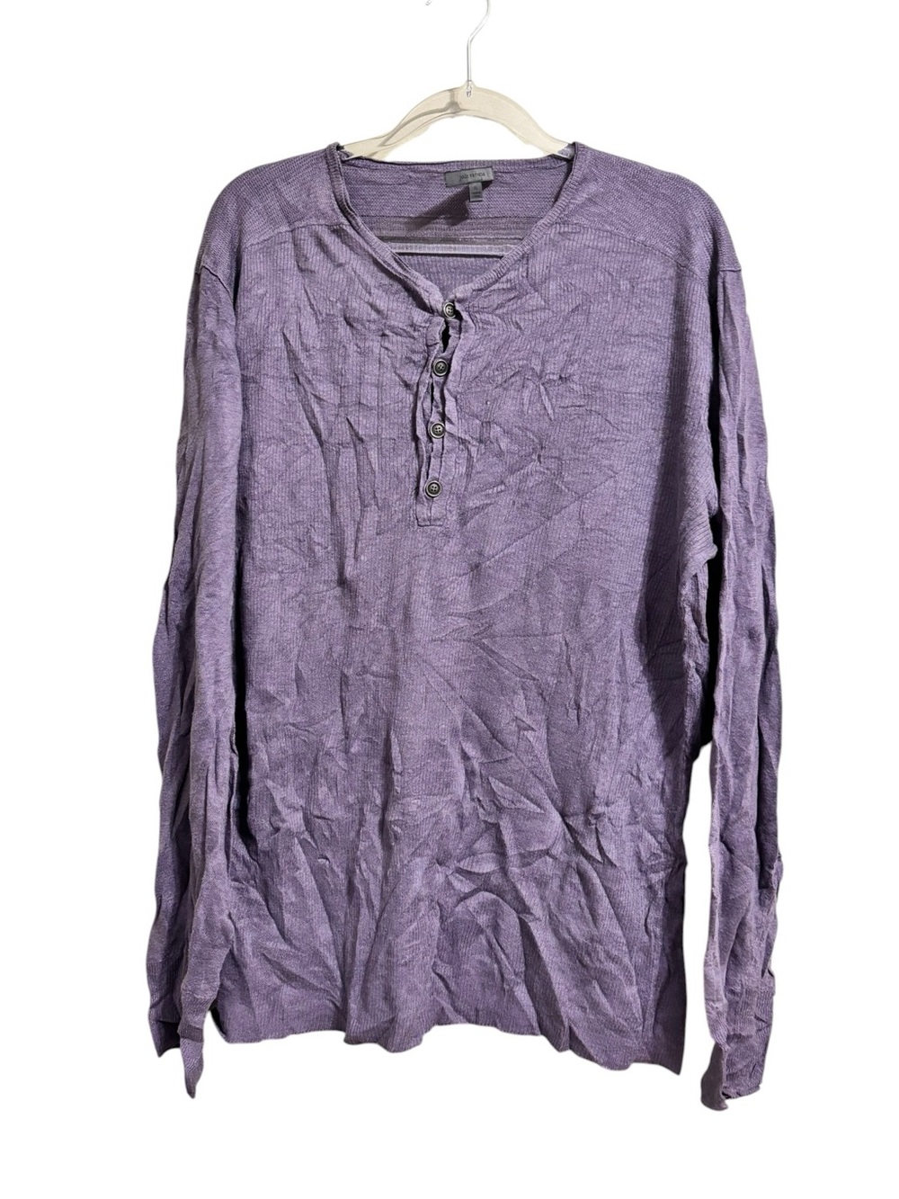 JOHN VARVATOS SZ XL PURPLE LINEN HENLEY
